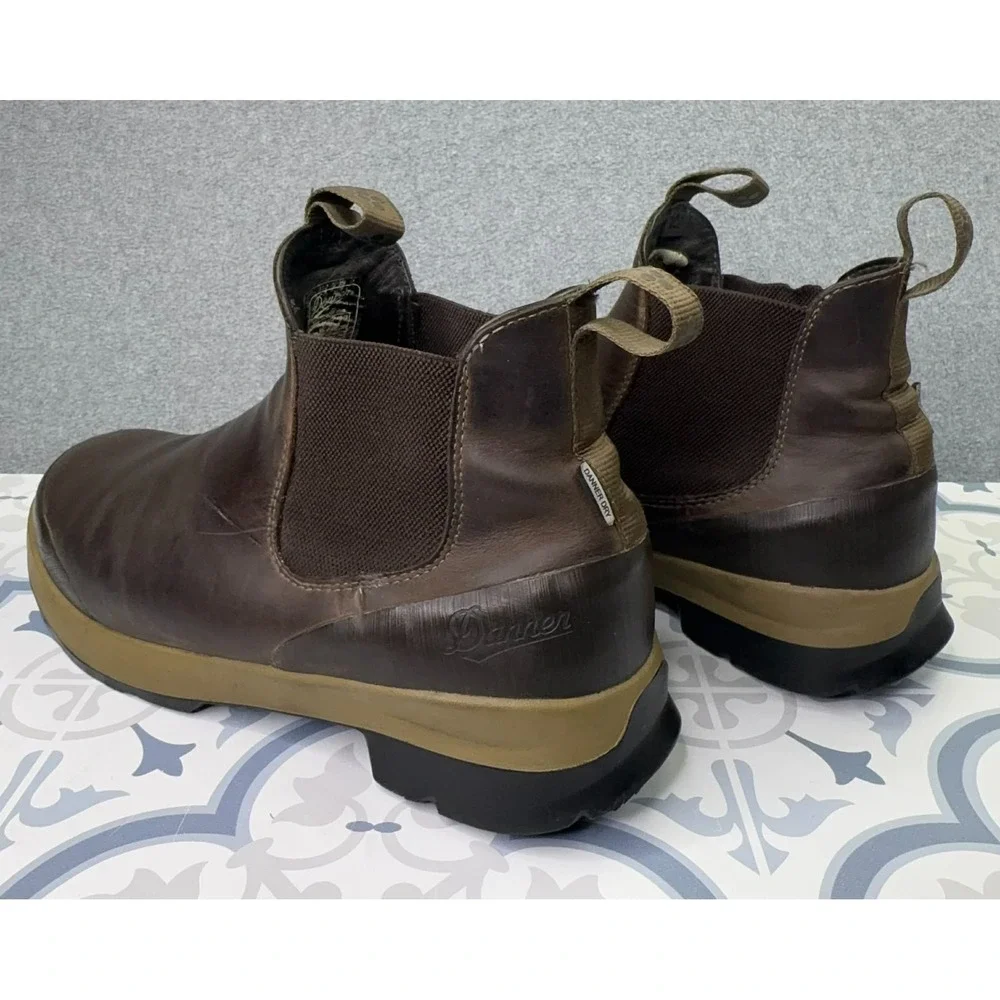 Danner Pub Garden Chelsea‎ Boots Mens 12 Chocolate Leather Rubber Waterproof USA